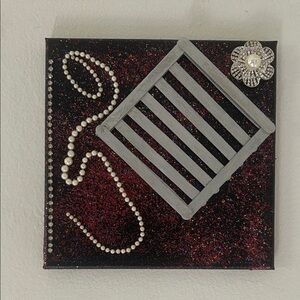 Glitter Pearl Accent Wall Art with Silver Details